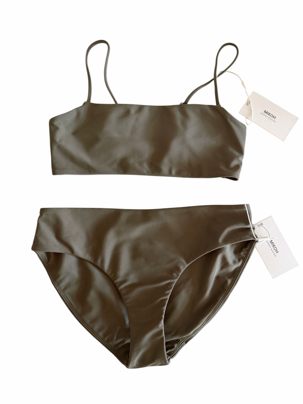 Mikoh Olive Bandeau Bikini with Thin Straps